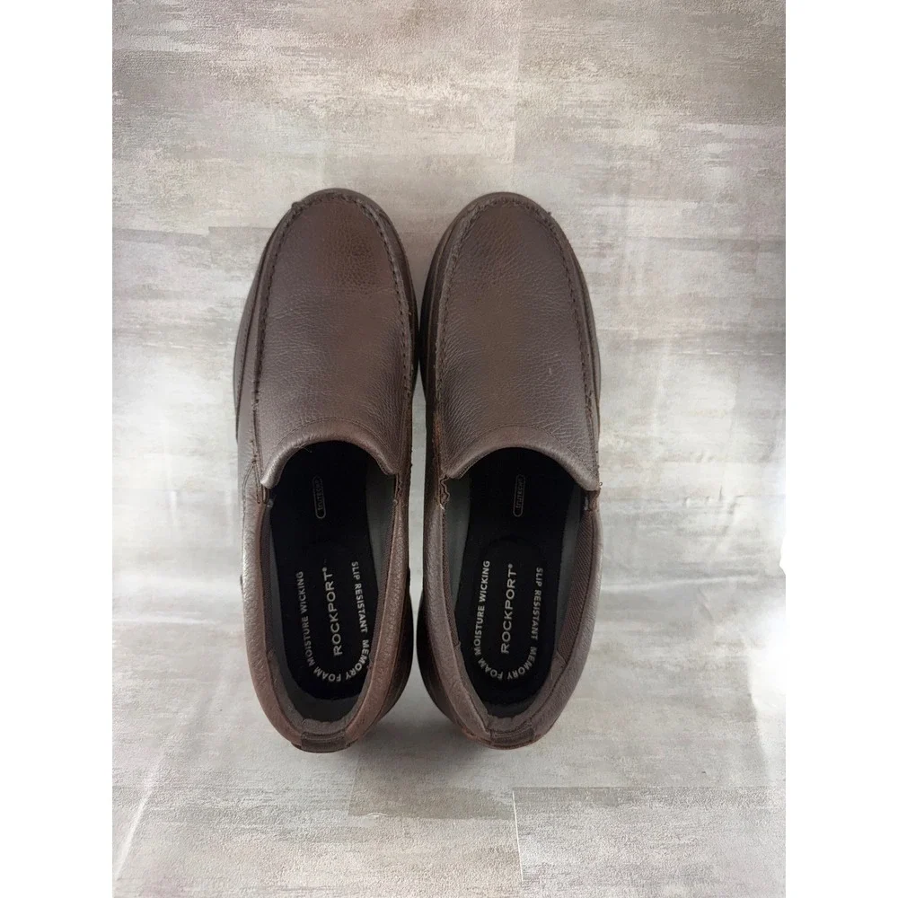 Rockport Men CG8964 Brown Leather Slip On Loafers Shoes Size 12 W Wide